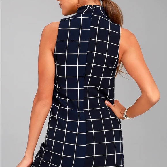 Lulus Navy Print Shift Dress NWT size M - Picture 3 of 6